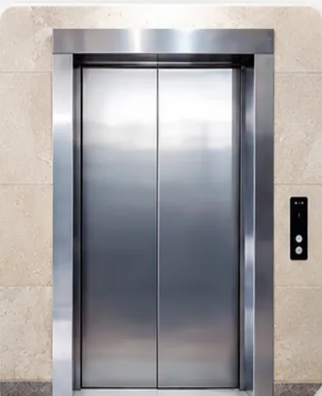 Plain stainless steel elevator door